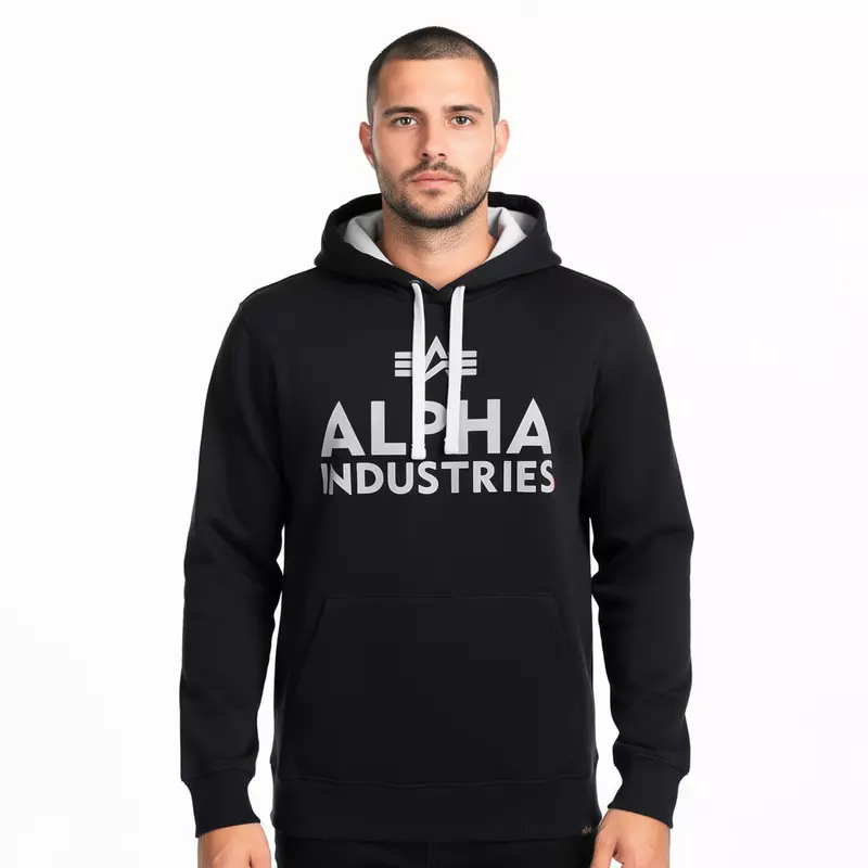ALPHA Industries Foam Kapuzenpullover, schwarz/weiß
