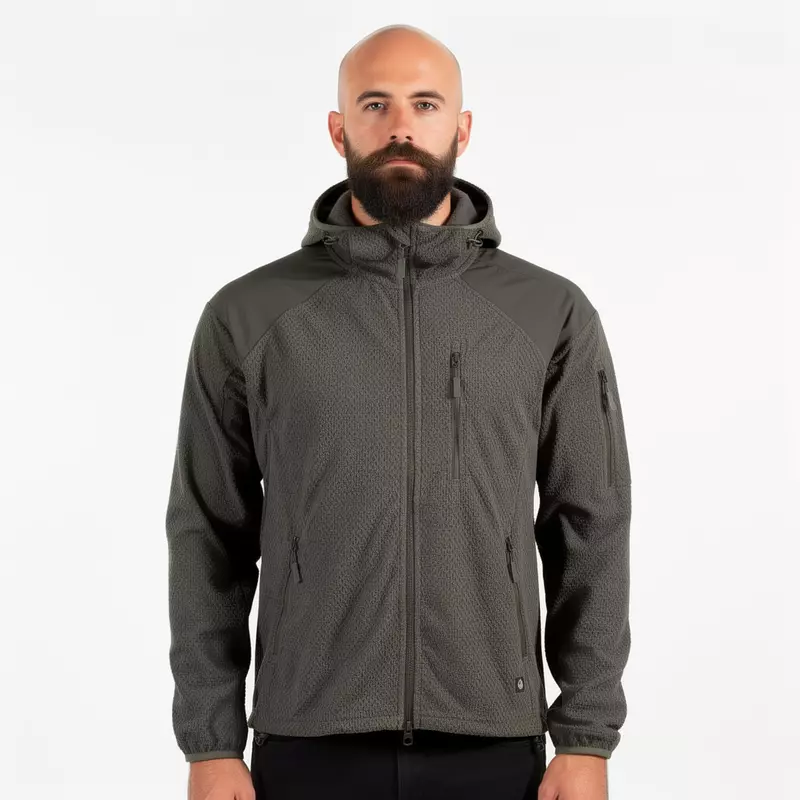 A.B. Army Fashion Fleece-Hoodie Jacke DELTA, oliv