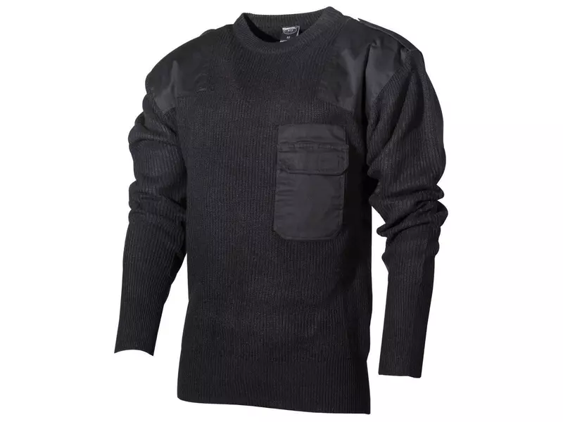 MFH BW Bundeswehr Pullover mit Brusttasche, schwarz