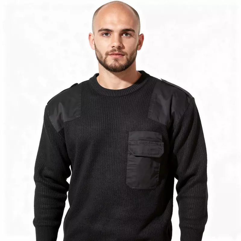 MFH BW Bundeswehr Pullover mit Brusttasche, schwarz 2