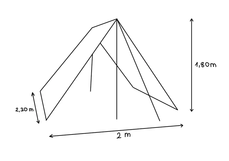 Keilzelt klein 2 x 2.30, natur 6