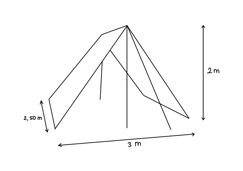 Keilzelt groß 3 x 2.50 natur 6