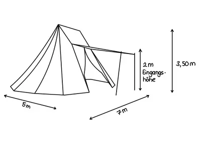 Sachsenzelt 5 x 7 natur