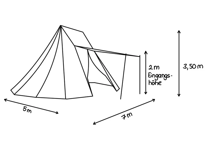 Sachsenzelt 5 x 7 natur