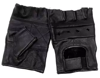 MFH Lederhandschuhe ohne Finger. schwarz