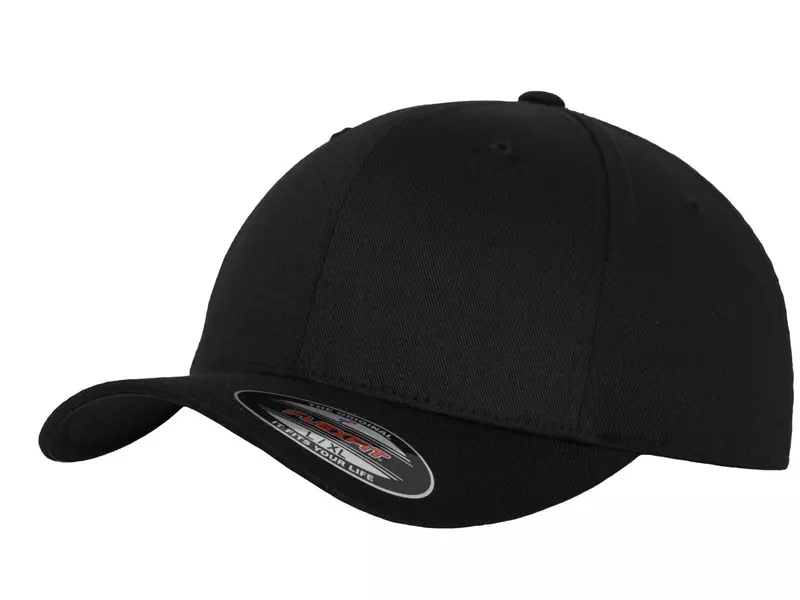 Cap Flexfit Wooly Combed, schwarz/schwarz