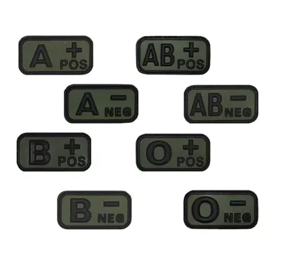 3D Klettabzeichen, Blutgruppen 5 x 2.50 cm