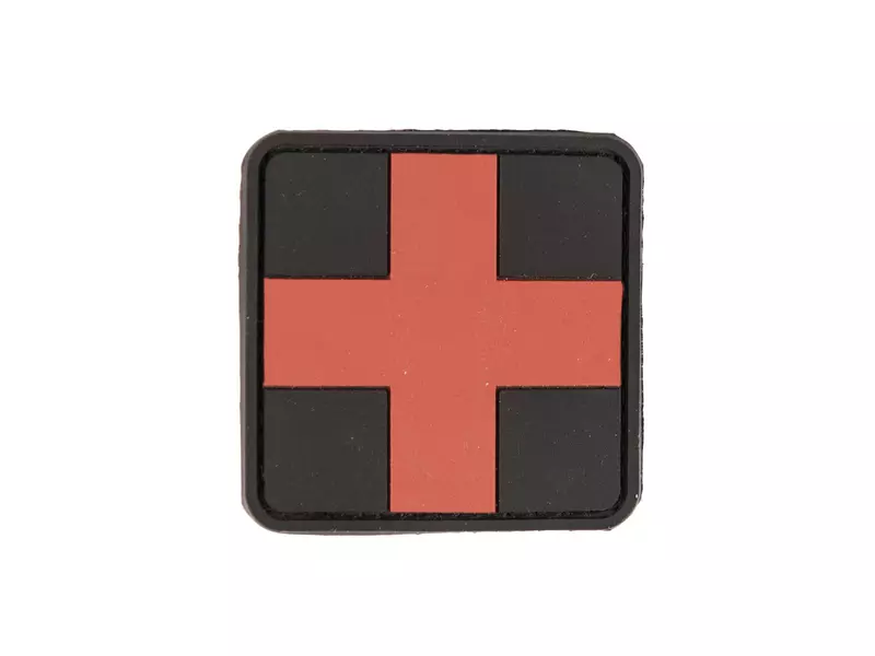 PATCH 3D FIRST AID PVC, schwarz/rot (5x5)