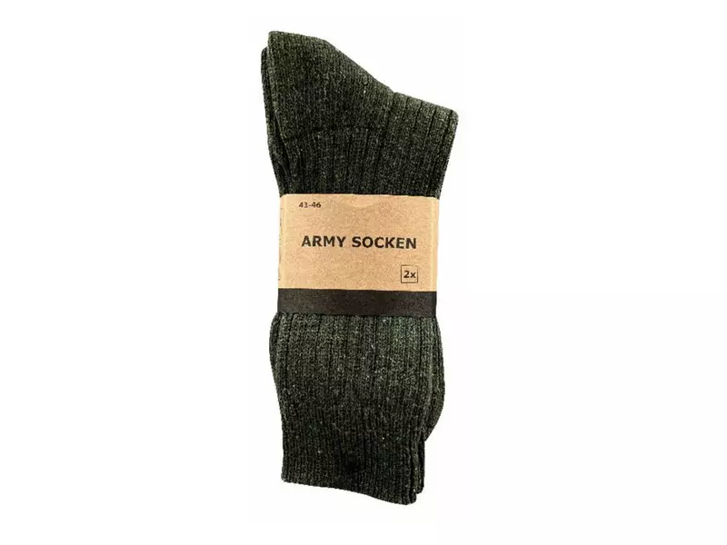 Herren Socken ARMY gerippt, oliv - halblang - 2er-Pack 2