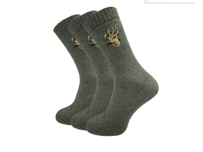 Jägersocken Hirsch, oliv - halblang - 3er-Pack