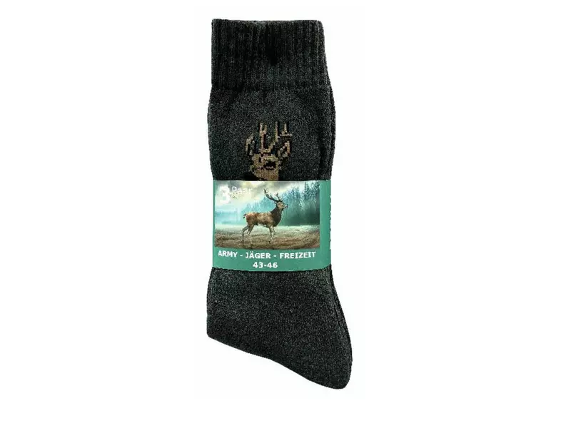Jägersocken Hirsch, oliv - halblang - 3er-Pack 2