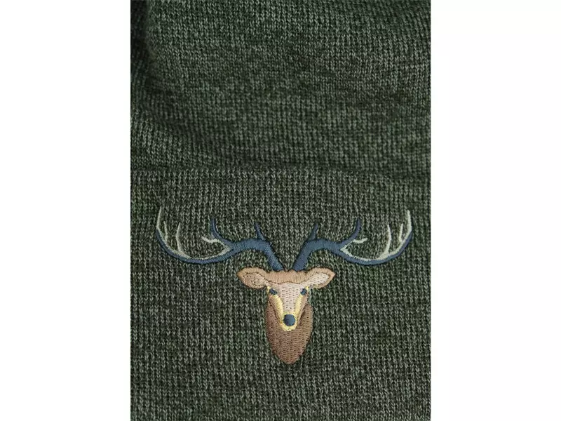 Bavarian Caps Strickmütze Hirsch, dunkelgrün 2