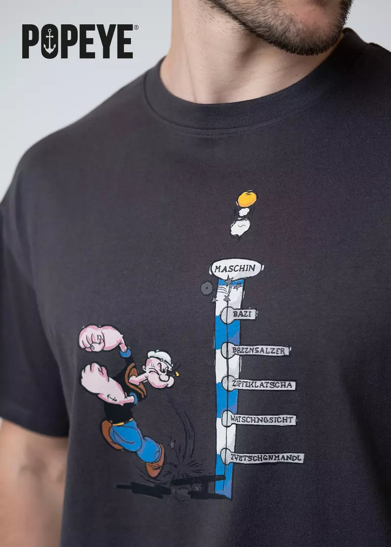 Bavarian Caps T-Shirt POPEYE HAUT DEN LUKAS, dunkelgrau 2