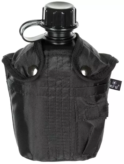 US Field Bottle, black with cover - 1 l