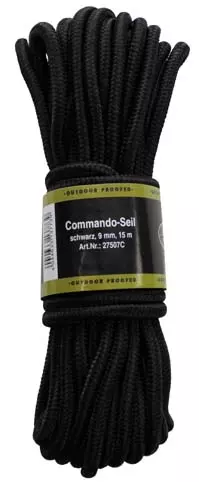Corde de commando, noir - 15 m / Ø 5mm