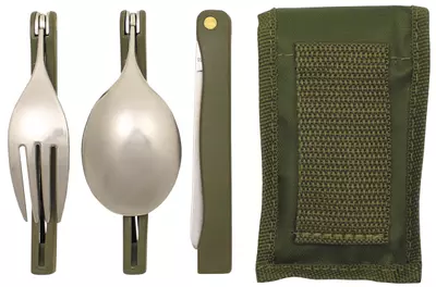 Camping cutlery, olive green - 3 pcs.